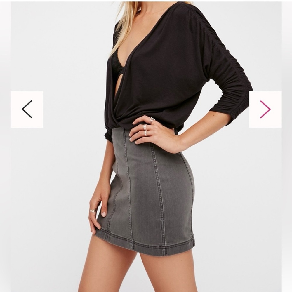 Free people grey denim skirt